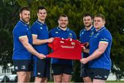 19 April 2017; Players, from left to right, Sean O'Brien, Jonathan Sexton, Jack McGrath, Robbie Henshaw and Tadhg Furlong of Leinster who were today named in the 2017 British & Irish Lions squad that will tour New Zealand this summer at Leinster Rugby HQ in UCD, Belfield, Dublin. Photo by Seb Daly/Sportsfile