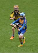 19 April 2017; Barry Flynn, Sacred Heart GAA Club, Co. Waterford, in action against, Orla Tracey, representing Clonnakenny GAA Club, Co. Tippeary, during the Go Games Provincial Days in partnership with Littlewoods Ireland Day 5 at Croke Park in Dublin. Photo by Piaras Ó Mídheach/Sportsfile