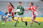 20 April 2017; Cormac Cleary representing Borrisokane, Co. Tipperary, in action against Siobhan O'Sullivan and Thomas Sheehy representing St Pats Blenerville, Co. Kerry, during the Go Games Provincial Days in partnership with Littlewoods Ireland Day 6 at Croke Park in Dublin. Photo by Matt Browne/Sportsfile