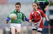 20 April 2017; Josuha Chadwick representing Borrisokane, Co. Tipperary, in action against Siobhan O'Sullivan representing St Pats Blenerville, Co. Kerry, during the Go Games Provincial Days in partnership with Littlewoods Ireland Day 6 at Croke Park in Dublin. Photo by Matt Browne/Sportsfile