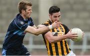 20 April 2017; Michael Gibbs of Naomh Mearnóg in action against Ciarán Fitzpatrick of St Jude's during the Dublin County Senior Club Football Championship Round 1 match between St Jude's and Naomh Mearnóg at Parnell Park in Dublin. Photo by Piaras Ó Mídheach/Sportsfile