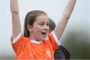 21 April 2017; Kate O'Toole, from Malahide, Dublin, celebrates after scoring a goal during the Aviva Soccer Sisters at Gannon Park in Malahide, Dublin. Photo by Eóin Noonan/Sportsfile