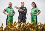 21 April 2017; Irish International Women's Cricket players, from left, Gaby Lewis, Robyn Lewis, and Lara Maritz at the announcement of Hanley Energy as the official sponsors of the Irish International Women’s Cricket Team at Hanley Head Office, City North Business Park in Stamullin, Meath. Photo by Cody Glenn/Sportsfile