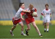 21 April 2017; Gavin Cushnahan, representing Derry Laughan Kevin Barry GAA Club, Co Tyrone, in action against Liam Cardy, representing Derry Laughan Kevin Barry GAA Club, Co Tyrone, during the Go Games Provincial Days in partnership with Littlewoods Ireland Day 7 at Croke Park in Dublin. Photo by Cody Glenn/Sportsfile
