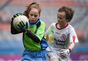 21 April 2017; Shauneen O'Neill, representing Clann Na Ngael GAA Clbu, Co Tyrone, in action against Patrick McLellan, representing Edendork GAA Club, Co Tyrone, during the Go Games Provincial Days in partnership with Littlewoods Ireland Day 7 at Croke Park in Dublin. Photo by Cody Glenn/Sportsfile