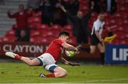 21 April 2017; Alex Wootton of Munster A scores a try against Jersey Reds during the British & Irish Cup Final match between Munster A and Jersey Reds at Irish Independent Park, in Cork. Photo by Matt Browne/Sportsfile