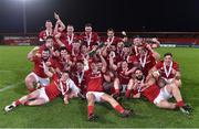 21 April 2017; Munster A captain Cian Bohane lifts the cup as his team-mates celebrate after the British & Irish Cup Final match between Munster A and Jersey Reds at Irish Independent Park, in Cork. Photo by Matt Browne/Sportsfile
