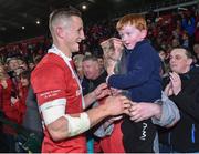21 April 2017; Munster A captain Cian Bohane gives the cup to his 5 year old cousin Michael Bohane, from Ballincollig, Cork, after the British & Irish Cup Final match between Munster A and Jersey Reds at Irish Independent Park, in Cork. Photo by Matt Browne/Sportsfile