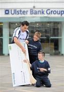 12 October 2011; Pictured at Ulster Bank Headquarters in Dublin is, Sean Og O hAilpin, Ulster Bank Gaa Force Ambassador with St Joseph O'Connell Boys GAA Club members Dillon McCarthy, age 10, from Crinan Strand, and Josh Doran, age 10, from East Wall, right. St Joseph O'Connell Boys GAA Club in Dublin received a major boost as Ulster Bank announced the winners of ‘Ulster Bank GAA Force’ – a major club focused initiative supporting local GAA clubs by giving them the opportunity to refurbish and upgrade their facilities. Ulster Bank GAA Force was introduced this summer to coincide with Ulster Bank’s sponsorship of the GAA Football All-Ireland Championships. St Joseph O'Connell Boys GAA Club was awarded a support package worth €5,000 as one of four provincial runners-up in the Ulster Bank GAA Force initiative. Ulster Bank, George’s Quay, Dublin. Picture credit: Brian Lawless / SPORTSFILE