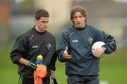 15 October 2011; Captain of the Ireland International Rules team Stephen Cluxton, left, with coach Kieran McGeeney during an International Rules training session. St Clare's DCU, Glasnevin, Dublin. Photo by Sportsfile
