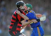 16 October 2011; Paul O'Brien, Tallow, in action against Ken Kearney, Ballygunner. Waterford County Senior Hurling Championship Final, Ballygunner v Tallow, Walsh Park, Co. Waterford. Picture credit: Brian Lawless / SPORTSFILE