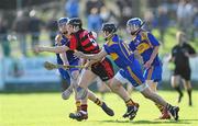 16 October 2011; Philip Mahony, Ballygunner, in action against, from left, Eoin Condon, Brian Henley, and Aaron Pratt, Tallow. Waterford County Senior Hurling Championship Final, Ballygunner v Tallow, Walsh Park, Co. Waterford. Picture credit: Brian Lawless / SPORTSFILE