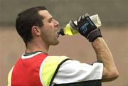 28 October 2003; Steven McDonnell enjoys a drink after a training session in prepatation for the Fosters International Rules game between Australia and Ireland. Melbourne Cricket Grounds, Melbourne, Australia. Picture credit; Ray McManus / SPORTSFILE
