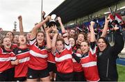 22 April 2017; Wicklow RFC captains Rachel Griffey, left, and Megan Parkinson lift the cup as their team-mates celebrate after winning the Paul Cusack Cup Final match between Garda/Westmanstown and Wicklow RFC at Donnybrook Stadium in Donnybrook, Dublin. Photo by Matt Browne/Sportsfile