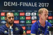 22 April 2017; Leinster head coach Leo Cullen, right, and Leinster captain Isa Nacewa during a press conference at the Matmut Stadium de Gerland in Lyon, France. Photo by Stephen McCarthy/Sportsfile