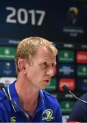 22 April 2017; Leinster head coach Leo Cullen during a press conference at the Matmut Stadium de Gerland in Lyon, France. Photo by Stephen McCarthy/Sportsfile