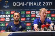 22 April 2017; Leinster head coach Leo Cullen, right, and Leinster captain Isa Nacewa during a press conference at the Matmut Stadium de Gerland in Lyon, France. Photo by Stephen McCarthy/Sportsfile
