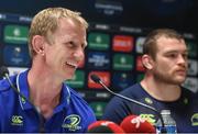 22 April 2017; Leinster head coach Leo Cullen, left, and Jack McGrath during a press conference at the Matmut Stadium de Gerland in Lyon, France. Photo by Stephen McCarthy/Sportsfile