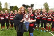 22 April 2017; Carol Cusack presents the Paul Cusack Plate to Samantha Dunne captain of Arklow after the Paul Cusack Plate Final match between Arklow and Dublin University at Donnybrook Stadium in Donnybrook, Dublin. Photo by Matt Browne/Sportsfile