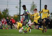 2 April 2017; Yaya Camara of Bohemians in action against Aodh Dervin of Longford Town during the SSE Airtricity U19 League match between Bohemians and Longford Town at IT Blanchardstown in Blanchardstown, Co Dublin. Photo by Daire Brennan/Sportsfile