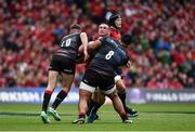 22 April 2017; Tommy O’Donnell of Munster is tackled by Owen Farrell, left and Billy Vunipola of Saracens of Saracens during the European Rugby Champions Cup Semi-Final match between Munster and Saracens at the Aviva Stadium in Dublin. Photo by Diarmuid Greene / Sportsfile