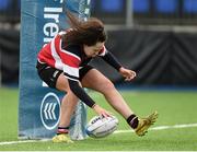 22 April 2017; Sarah Gleeson of Wicklow RFC scores a try against Garda/Westmanstown during the Paul Cusack Cup Final match between Garda/Westmanstown and Wicklow RFC at Donnybrook Stadium in Donnybrook, Dublin. Photo by Matt Browne/Sportsfile