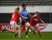 22 April 2017; Niamh McEvoy of Dublin in action against Roisín Phelan, left, and Marie Ambrose of Cork during the Lidl Ladies Football National League Division 1 Semi-Final match between Cork and Dublin at Nowlan Park in Kilkenny. Photo by Ray McManus/Sportsfile