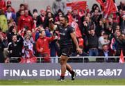 22 April 2017; Billy Vunipola of Saracens celebrates after his side's second try during the European Rugby Champions Cup Semi-Final match between Munster and Saracens at the Aviva Stadium in Dublin. Photo by Ramsey Cardy/Sportsfile