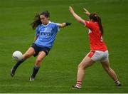 22 April 2017; Hannah O'Neill of Dublin in action against Marie Ambrose of Cork during the Lidl Ladies Football National League Division 1 Semi-Final match between Cork and Dublin at Nowlan Park in Kilkenny. Photo by Ray McManus/Sportsfile