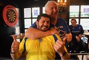 22 April 2017; Leinster Rugby supporters Thomas Peare, left, with a ASM Clermont Auvergne supporter at Wallace's Bar in Lyon, France, ahead of their side's European Rugby Champions Cup Semi-Final. Photo by Stephen McCarthy/Sportsfile