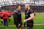 22 April 2017; Jamie George, left, and Vincent Koch of Saracens in conversation following the European Rugby Champions Cup Semi-Final match between Munster and Saracens at the Aviva Stadium in Dublin. Photo by Ramsey Cardy/Sportsfile