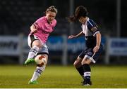 22 April 2017; Becky Cassin of Wexford Youths in action against Roma McLoughlin of Shelbourne Ladies during the Continental Tyres Women's National League match between Wexford Youths and Shelbourne Ladies at Ferrycarrig Park in Wexford. Photo by Eóin Noonan/Sportsfile