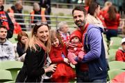 22 April 2017; Munster supporters Olivia O'Sullivan and Conor O'Brien along with their daughter Edon O'Brien, aged 3, and son Ollie O'Brien, aged 4 months, from Limerick, ahead the European Rugby Champions Cup Semi-Final match between Munster and Saracens at the Aviva Stadium in Dublin. Photo by Diarmuid Greene/Sportsfile