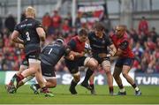 22 April 2017; CJ Stander of Munster is tackled by Mako Vunipola, left, and Michael Rhodes of Saracens during the European Rugby Champions Cup Semi-Final match between Munster and Saracens at the Aviva Stadium in Dublin. Photo by Diarmuid Greene/Sportsfile