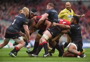 22 April 2017; CJ Stander of Munster is tackled by Vincent Koch, Mako Vunipola, George Kruis, and Billy Vunipola of Saracens during the European Rugby Champions Cup Semi-Final match between Munster and Saracens at the Aviva Stadium in Dublin. Photo by Diarmuid Greene/Sportsfile