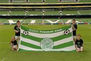 31 July 2011; FAI flag bearers and mascots at the Dublin Super Cup, Aviva Stadium, Lansdowne Road, Dublin. Photo by Sportsfile