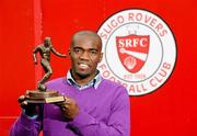 18 October 2011; Joseph Ndo, Sligo Rovers, who was presented with the Airtricity / SWAI Player of the Month Award for September 2011. The Showgrounds, Sligo Rovers FC, Sligo. Picture credit: Oliver McVeigh / SPORTSFILE