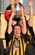16 October 2011; Stephen Kernan, Crossmaglen Rangers, holds aloft the Gerry Fagan cup. Armagh County Senior Football Championship Final, Crossmaglen Rangers v Ballymacnab Round Towers, Morgan Athletic Grounds, Armagh. Picture credit: Oliver McVeigh / SPORTSFILE