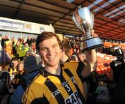16 October 2011; Paul Kernan, Crossmaglen Rangers, with the Gerry Fagan cup after the game. Armagh County Senior Football Championship Final, Crossmaglen Rangers v Ballymacnab Round Towers, Morgan Athletic Grounds, Armagh. Picture credit: Oliver McVeigh / SPORTSFILE