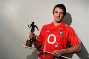 18 October 2011; Days before he flies out to Australia to play with the International Rules team, Cork forward Aidan Walsh has been voted the 2011 Bord Gáis Energy Breaking Through Player of the Year. The Kanturk clubman was picked from a shortlist that included heavy hitters Liam Rushe and Shane Dowling to claim the €1,000 prize voucher. Also in the running were Galway trio Niall O’Donoghue, Niall Burke and Barry Daly and Shane Dowling’s Limerick team mate Declan Hannon. The Breaking Through Player of the Year award recognises the overall stand out player of the 2011 Championship and is voted for by a panel made up of Bord Gáis Energy Sport Sponsorship Manager and newly appointed Cork selector, Ger Cunningham, RTÉ’s Marty Morrissey, Micheál O Domhnaill of TG4, U-21 All-Ireland winner Joe Canning and former Waterford great Ken McGrath. CIT GAA Grounds, Cork. Picture credit: Pat Murphy / SPORTSFILE