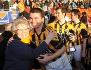 16 October 2011; Margaret McConville celebrates with Stephen Kernan, Crossmaglen Rangers. Armagh County Senior Football Championship Final, Crossmaglen Rangers v Ballymacnab Round Towers, Morgan Athletic Grounds, Armagh. Picture credit: Oliver McVeigh / SPORTSFILE