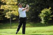 16 October 2011; Brendan McDermott watches his second shot from the 10th fairway during the 2011 Lexus Race to Mount Juliet in association with Ping and Fáilte Ireland at Mount Juliet Golf Course, Thomastown, Co. Kilkenny. Picture credit: Matt Browne / SPORTSFILE