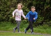 23 April 2017; Parkrun Ireland in partnership with Vhi, expanded their range of junior events to seven with the introduction of the Balbriggan junior parkrun on Sunday morning. Junior parkruns are 2km long and cater for 4 to 14 year olds, free of charge providing a fun and safe environment for children to enjoy exercise. Pictured are Parkrun participants at Bremore Castle Park, in Balbriggan, Co. Dublin.  Photo by Eóin Noonan/Sportsfile