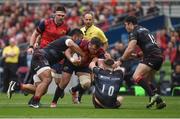 22 April 2017; Dave Kilcoyne of Munster is tackled by Billy Vunipola, left, and Owen Farrell of Saracens during the European Rugby Champions Cup Semi-Final match between Munster and Saracens at the Aviva Stadium in Dublin. Photo by Diarmuid Greene/Sportsfile