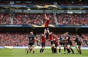22 April 2017; CJ Stander of Munster wins possession in a lineout during the European Rugby Champions Cup Semi-Final match between Munster and Saracens at the Aviva Stadium in Dublin. Photo by Diarmuid Greene/Sportsfile