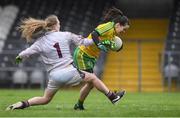 23 April 2017; Geraldine McLaughlin of Donegal is fouled by Galway goalkeeper Dearbhla Gowerr, resulting in a penalty, during the Lidl Ladies Football National League Division 1 semi-final match between Donegal and Galway at Markievicz Park, in Sligo. Photo by Brendan Moran/Sportsfile