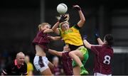 23 April 2017; Yvonne McMonagle of Donegal contests a high ball with Galwya players, from left, Sinead Burke, Geraldine Conneally and Lisa Gannon during the Lidl Ladies Football National League Division 1 semi-final match between Donegal and Galway at Markievicz Park, in Sligo. Photo by Brendan Moran/Sportsfile