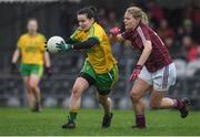 23 April 2017; Geraldine McLaughlin of Donegal in action against Barbara Hannon of Galway during the Lidl Ladies Football National League Division 1 semi-final match between Donegal and Galway at Markievicz Park, in Sligo. Photo by Brendan Moran/Sportsfile