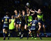 23 April 2017; Nick Abendanon, left, and Aurélien Rougerie of ASM Clermont Auvergne in action against Fergus McFadden and Robbie Henshaw of Leinster during the European Rugby Champions Cup Semi-Final match between ASM Clermont Auvergne and Leinster at Matmut Stadium de Gerland in Lyon, France. Photo by Ramsey Cardy/Sportsfile