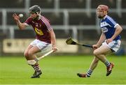 23 April 2017; Robbie Greville of Westmeath in action against Ciarán Collier of Laois during the Leinster GAA Hurling Senior Championship Qualifier Group Round 1 match between Laois and Westmeath at O'Moore Park, in Portlaoise, Co Laois. Photo by Piaras Ó Mídheach/Sportsfile